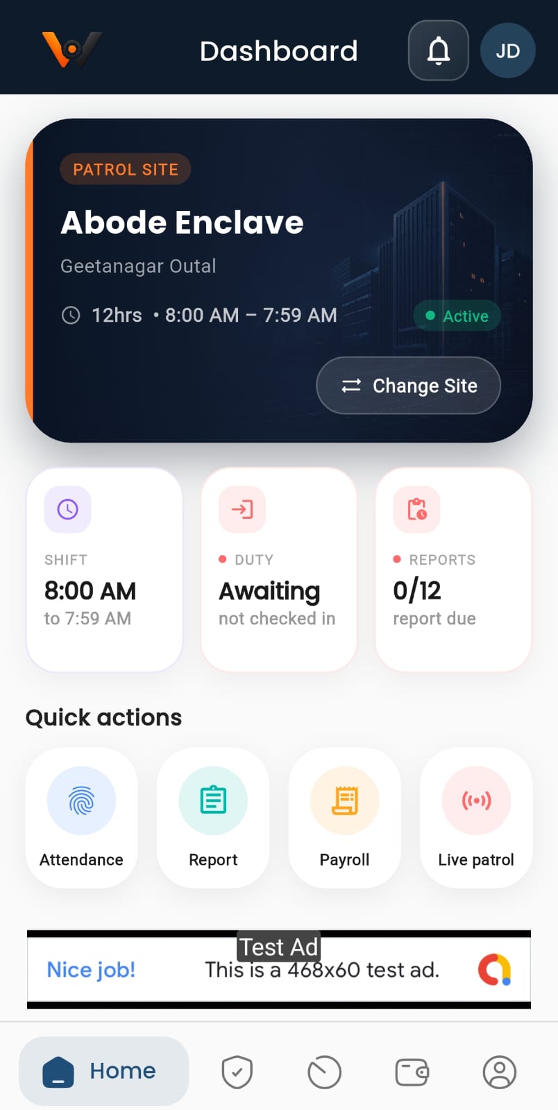 Watchpoint field operations mobile app home screen